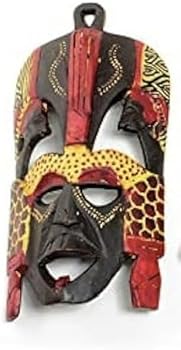 彫刻木製マスク 黒赤装飾　アメリカンサモア式 ShopHaven Africa Hand Carved Mask, Kenya Maasai Wall Art, African